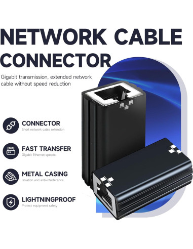 Acoplador de Red Gigabit RJ45 FINEANDENG 2 Pcs Hembra a Hembra