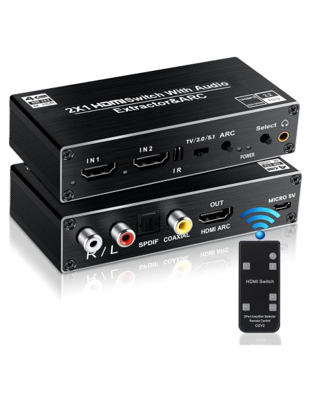 Interruptor HDMI 4K 60Hz Avedio Links con Extractor de Audio