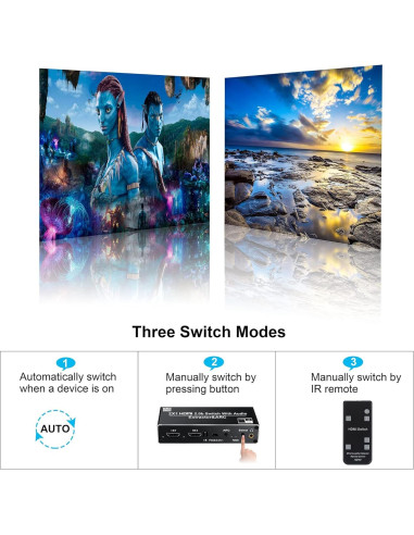 Interruptor HDMI 4K 60Hz Avedio Links con Extractor de Audio