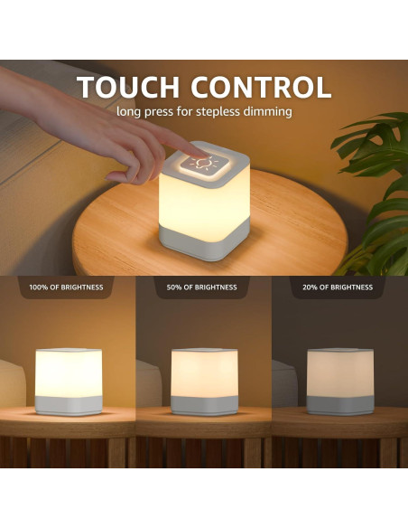 Lámpara de Noche Táctil LED uuffoo Blanco 3 Modos Regulable