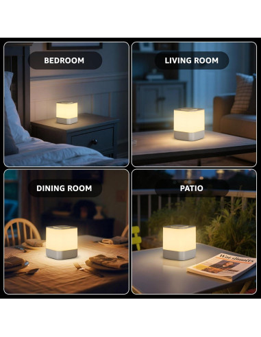 Lámpara de Noche Táctil LED uuffoo Blanco 3 Modos Regulable