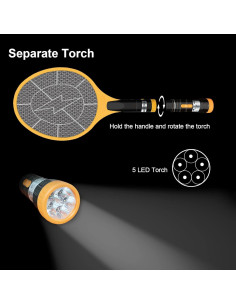 Raqueta Eléctrica Zapper de Insectos Beastron 3000V USB LED 2