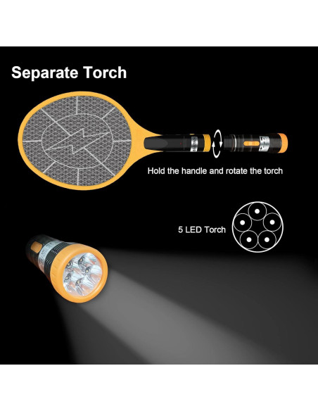 Raqueta Eléctrica Zapper de Insectos Beastron 3000V USB LED