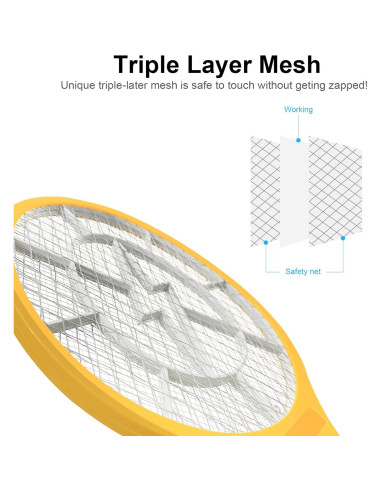 Raqueta Eléctrica Zapper de Insectos Beastron 3000V USB LED