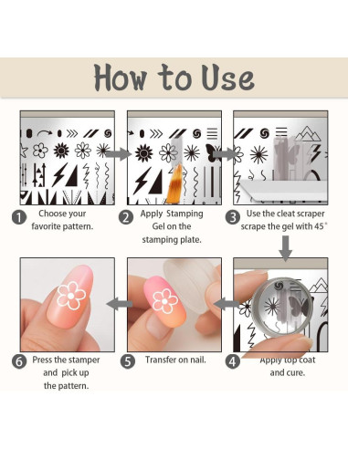 Set de 3 Placas de Estampado de Uñas UNICRAFTALE 12x6cm