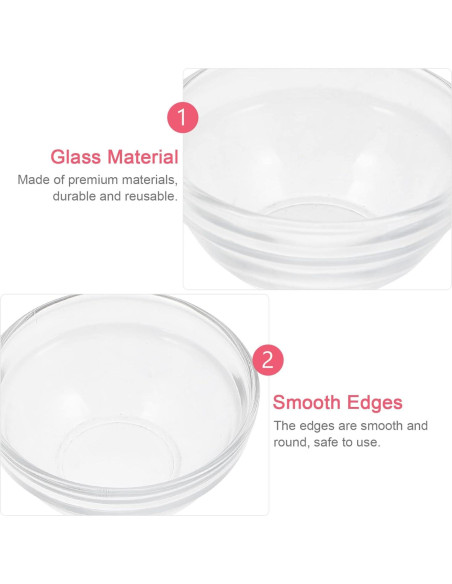 Beaupretty 5 Cuencos de Vidrio para Mezclar Máscaras Faciales 6x6cm