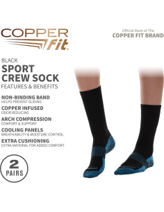Calcetines Deportivos Unisex Copper Fit - 2 Pares, Longitud Media 2