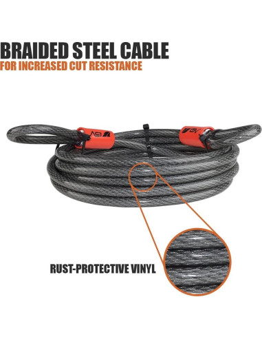 Candado de Cable de Seguridad BV 4FT (1.22m) Acero Trenzado 10mm