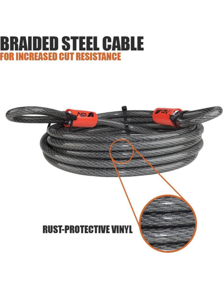 Candado de Cable de Seguridad BV 4FT (1.22m) Acero Trenzado 10mm