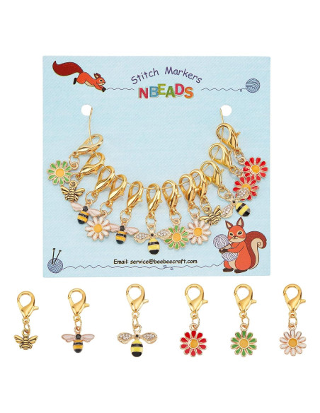 Marcadores de Puntos de Ganchillo NBEADS 12 Piezas Floral