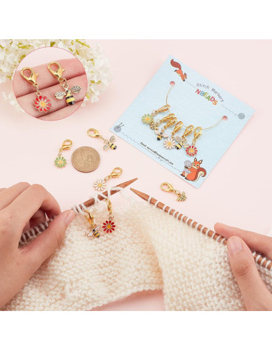 Marcadores de Puntos de Ganchillo NBEADS 12 Piezas Floral