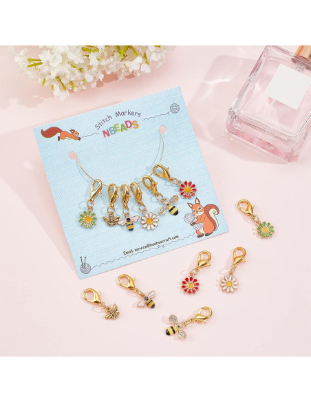 Marcadores de Puntos de Ganchillo NBEADS 12 Piezas Floral