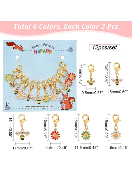 Marcadores de Puntos de Ganchillo NBEADS 12 Piezas Floral