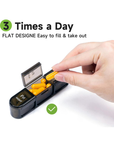 Organizador Semanal de Pastillas Daviky 3 Veces al Día - Negro