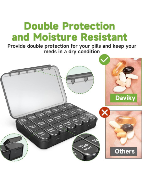 Organizador Semanal de Pastillas Daviky 3 Veces al Día - Negro Organizador Semanal de Pastillas Daviky 3 Veces al Día - Negro