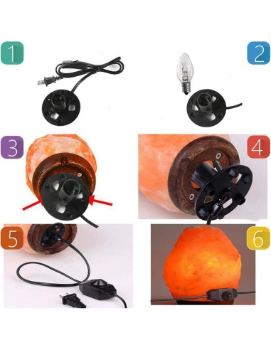 Cable de Lámpara de Sal del Himalaya E12 con Regulador y 6 Bombillas