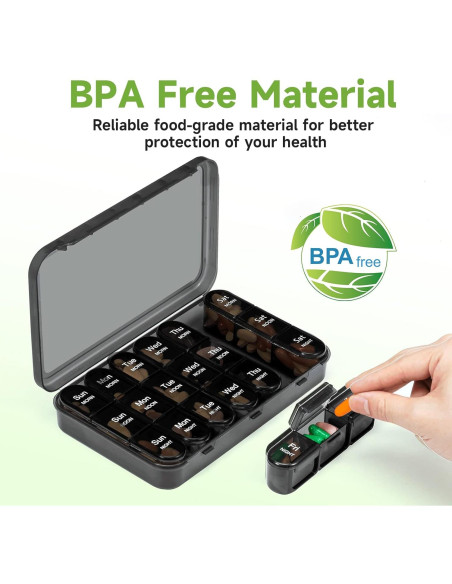 Organizador Semanal de Pastillas Daviky 3 Veces al Día - Negro Organizador Semanal de Pastillas Daviky 3 Veces al Día - Negro