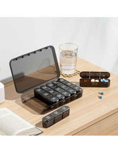 Organizador Semanal de Pastillas Daviky 3 Veces al Día - Negro