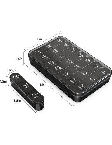 Organizador Semanal de Pastillas Daviky 3 Veces al Día - Negro