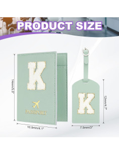 Portadocumentos de Viaje PATIKIL Verde K con Etiqueta de Equipaje 2