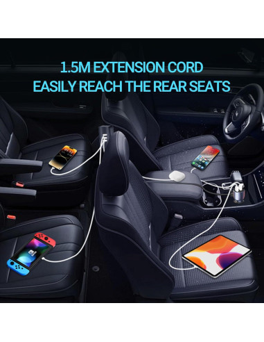 Cargador de coche Bifty 88W 5 puertos USB-C y USB-A