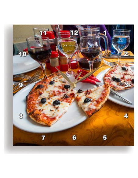 Reloj de Pared Silencioso 3dRose 25.4 cm Italia Pizza