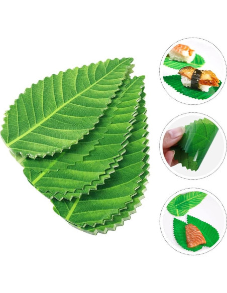 Hojas Decorativas para Sushi Kichvoe - 200 Piezas Verde