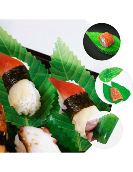 Hojas Decorativas para Sushi Kichvoe - 200 Piezas Verde