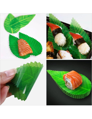 Hojas Decorativas para Sushi Kichvoe - 200 Piezas Verde