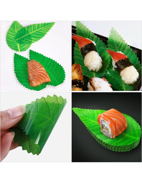 Hojas Decorativas para Sushi Kichvoe - 200 Piezas Verde
