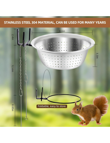 Comedero Colgante para Ardillas LILVEYUme 21.6 cm Acero Inoxidable