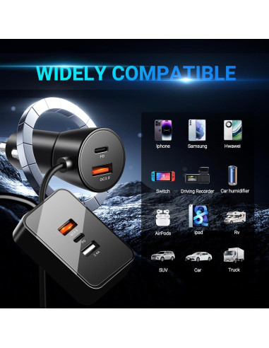 Cargador de coche Bifty 88W 5 puertos USB-C y USB-A