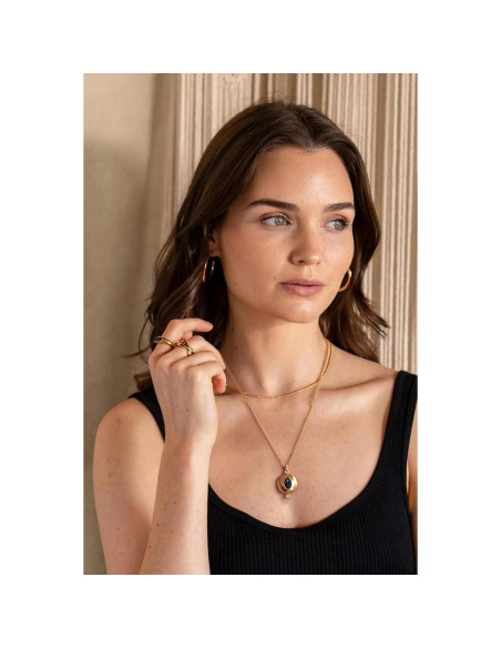 Collar medallón de oro 18k con colgante de perla barroca