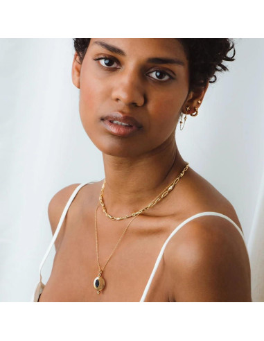 Collar medallón de oro 18k con colgante de perla barroca