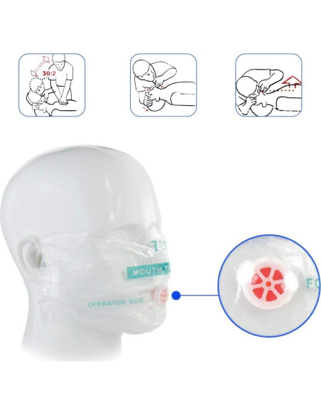 50 Máscaras de Escudo Facial CPR Aoutacc - Kit de Emergencia