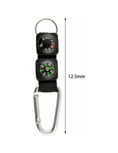 Cuerda Carabiner Negro Multifuncional JJLFresheners con Brújula y Termómetro 2