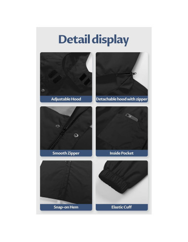 Abrigo Largo de Lluvia Impermeable CREATMO Hombre XXL Negro