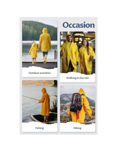 Abrigo Largo de Lluvia Impermeable CREATMO Hombre XXL Negro