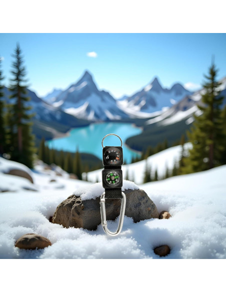 Cuerda Carabiner Negro Multifuncional JJLFresheners con Brújula y Termómetro