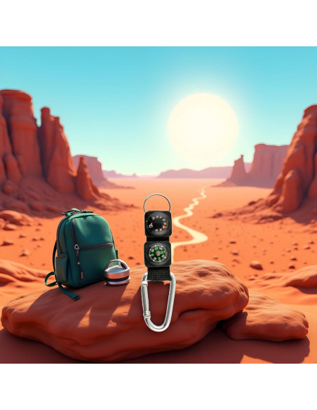 Cuerda Carabiner Negro Multifuncional JJLFresheners con Brújula y Termómetro