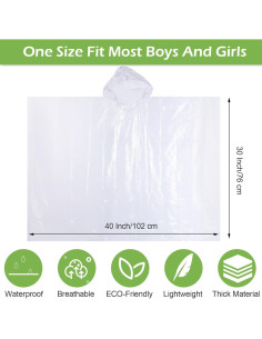 Hercicy 30 Ponchos de Lluvia Desechables para Niños 76x102cm 2