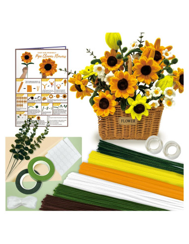 Kit de Manualidades Morcheiong 480 Piezas Flores DIY Verde Amarillo