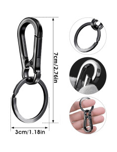 8 Llavero de Metal Sugiury con Carabiner y Organizador Negro 2