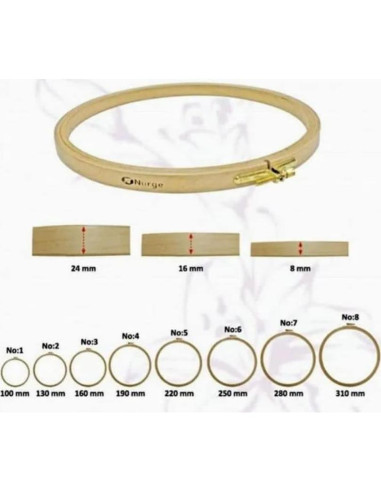 Aro de Bordado de Madera Nurge 24 mm con Tornillo Ajustable