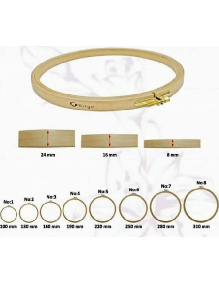 Aro de Bordado de Madera Nurge 24 mm con Tornillo Ajustable