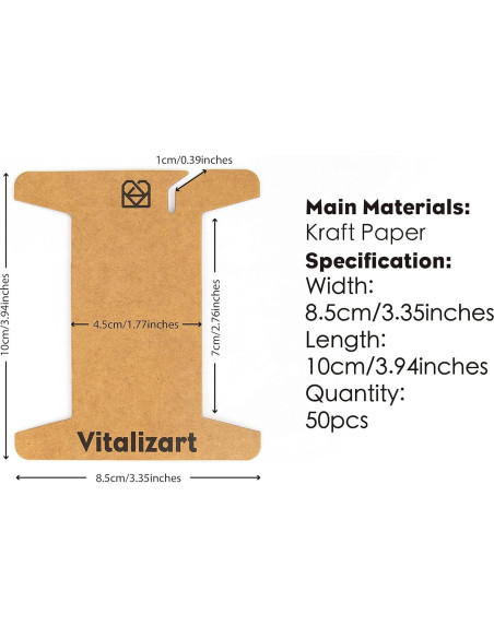 Organizador de Cinta Vitalizart 50 Piezas Cartón 8.5x10cm