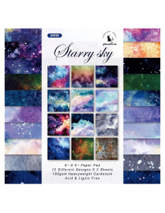 Bloc de Papel para Scrapbook YASMEN 24 Hojas 15.24 cm Cielo Estrellado