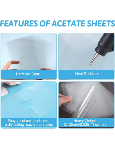 50 Hojas de Acetato Transparente EupHHonycs 16x11 cm para Manualidades