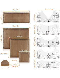 Kit de Prensa Térmica 9 Piezas Geila - Almohadillas y Reglas 2