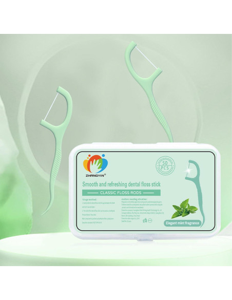 200 Palillos de Hilo Dental Marirao Menta con Estuches de Viaje